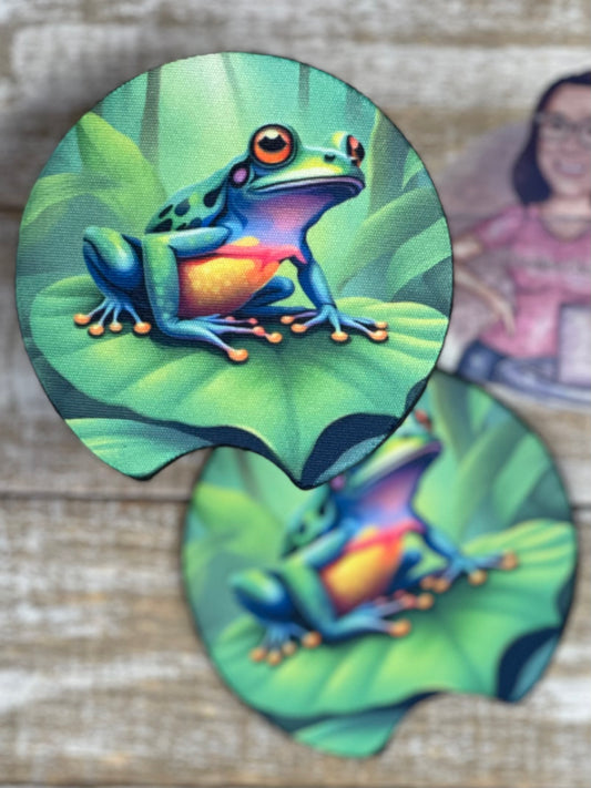 Tropical Frogs Car Coasters