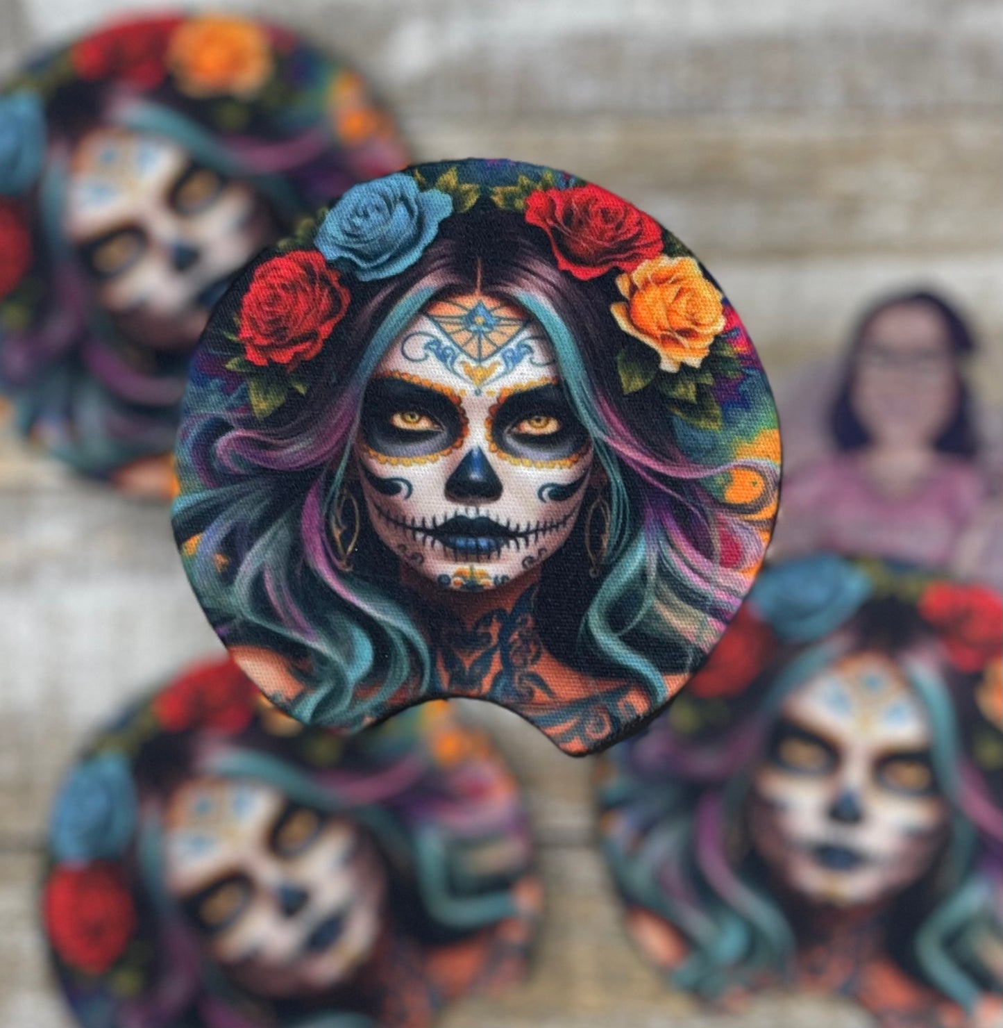 Calavera Face Painting Car Coasters