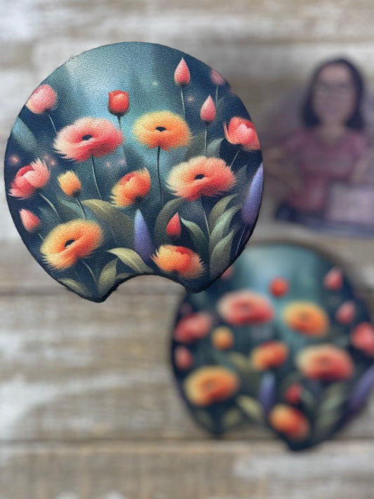 Flat Flowers Car Coasters